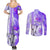 Hawaiian Cocktail Valentine Day Couples Matching Summer Maxi Dress and Long Sleeve Button Shirt Hibiscus Kakau Pattern Purple Version LT03 - Polynesian Pride