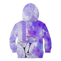 Hawaiian Cocktail Valentine Day Kid Hoodie Hibiscus Kakau Pattern Purple Version LT03 - Polynesian Pride