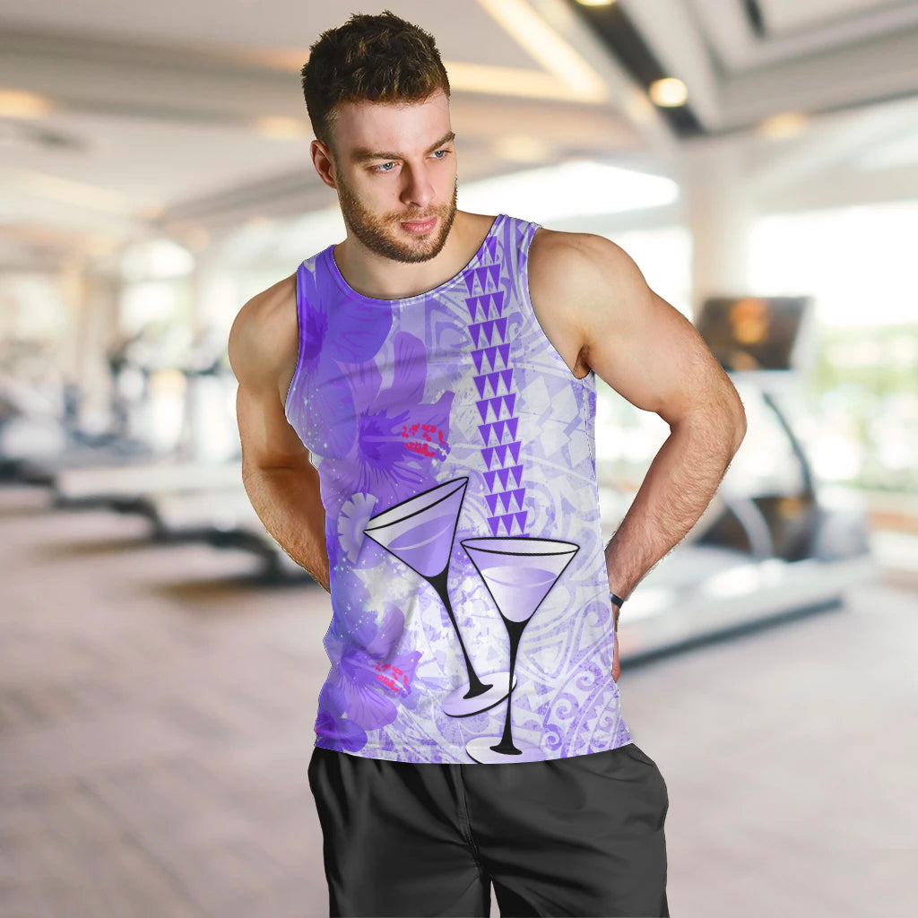 Hawaiian Cocktail Valentine Day Men Tank Top Hibiscus Kakau Pattern Purple Version LT03 Purple - Polynesian Pride