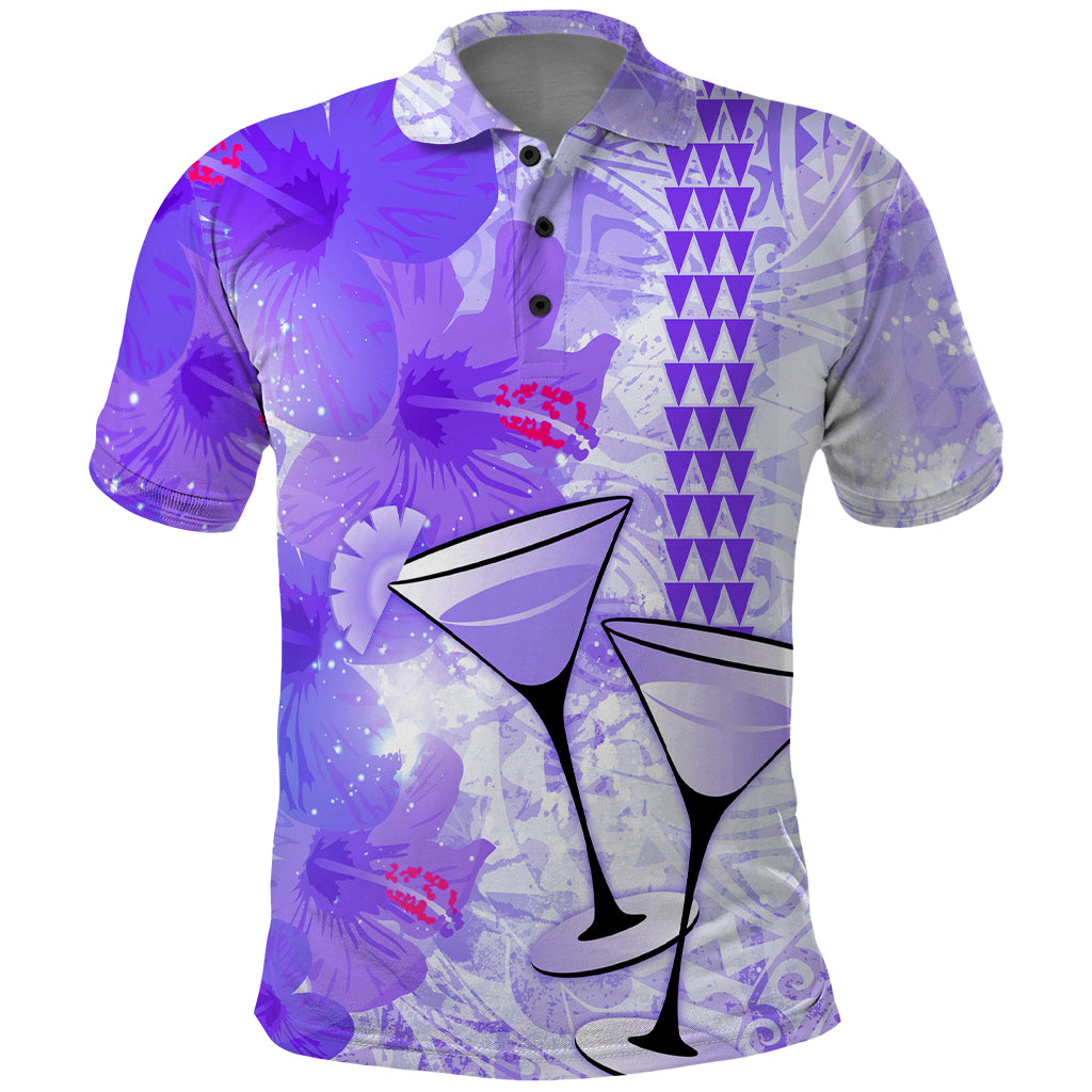 Hawaiian Cocktail Valentine Day Polo Shirt Hibiscus Kakau Pattern Purple Version LT03 Purple - Polynesian Pride