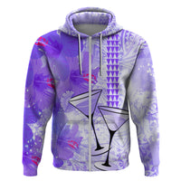 Hawaiian Cocktail Valentine Day Zip Hoodie Hibiscus Kakau Pattern Purple Version LT03 Zip Hoodie Purple - Polynesian Pride
