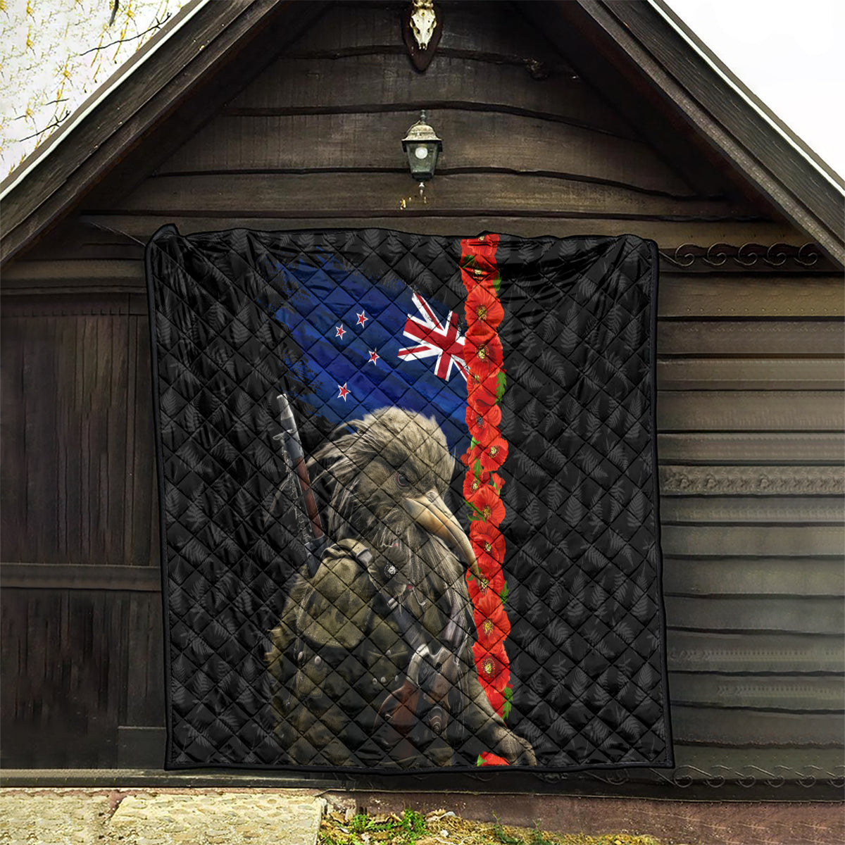 New Zealand Kiwi Soldier ANZAC Quilt Red Poppy Flower and Silver Fern Pattern LT03 - Polynesian Pride