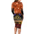 The Rising Sun Badge ANZAC Long Sleeve Bodycon Dress Last Post Field of Poppy Starry Night Style LT03 - Polynesian Pride