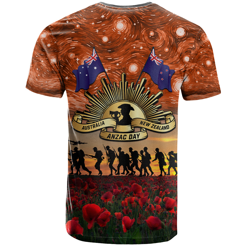 The Rising Sun Badge ANZAC T Shirt Last Post Field of Poppy Starry Night Style LT03 - Polynesian Pride