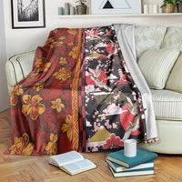 Japanese Culture Hawaii Style Blanket Hawaiian Tribal and Japanese Pattern Together Culture LT03 Red - Polynesian Pride