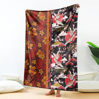 Japanese Culture Hawaii Style Blanket Hawaiian Tribal and Japanese Pattern Together Culture LT03 - Polynesian Pride