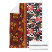 Japanese Culture Hawaii Style Blanket Hawaiian Tribal and Japanese Pattern Together Culture LT03 - Polynesian Pride