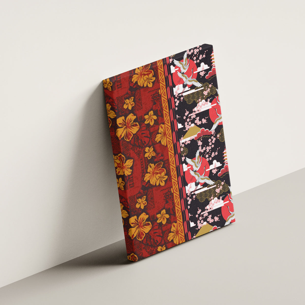 Japanese Culture Hawaii Style Canvas Wall Art Hawaiian Tribal and Japanese Pattern Together Culture LT03 - Polynesian Pride