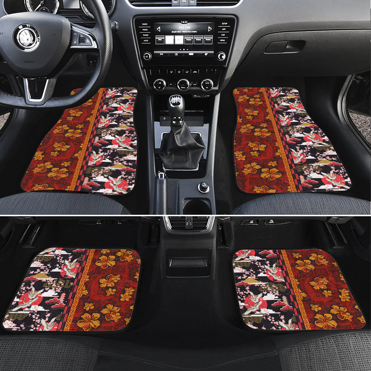 Pan-Pacific Festival Car Mats Hawaiian Tribal and Japanese Pattern Together Culture