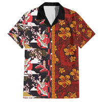 Pan-Pacific Festival Family Matching Off Shoulder Short Dress and Hawaiian Shirt Hawaiian Tribal and Japanese Pattern Together Culture
