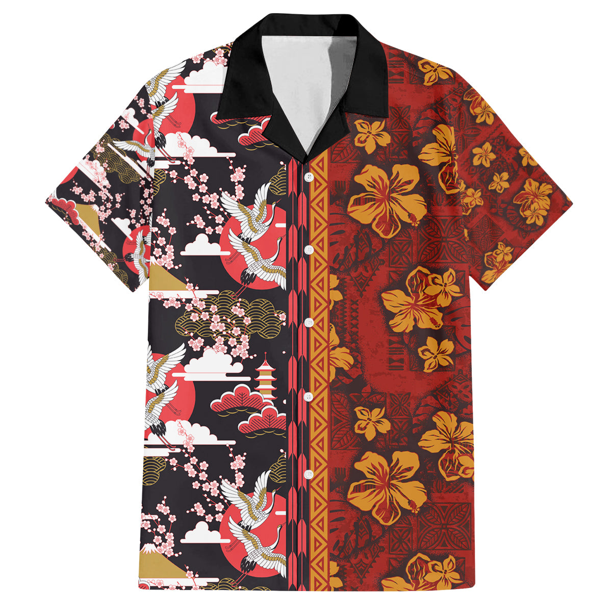 Pan-Pacific Festival Family Matching Tank Maxi Dress and Hawaiian Shirt Hawaiian Tribal and Japanese Pattern Together Culture