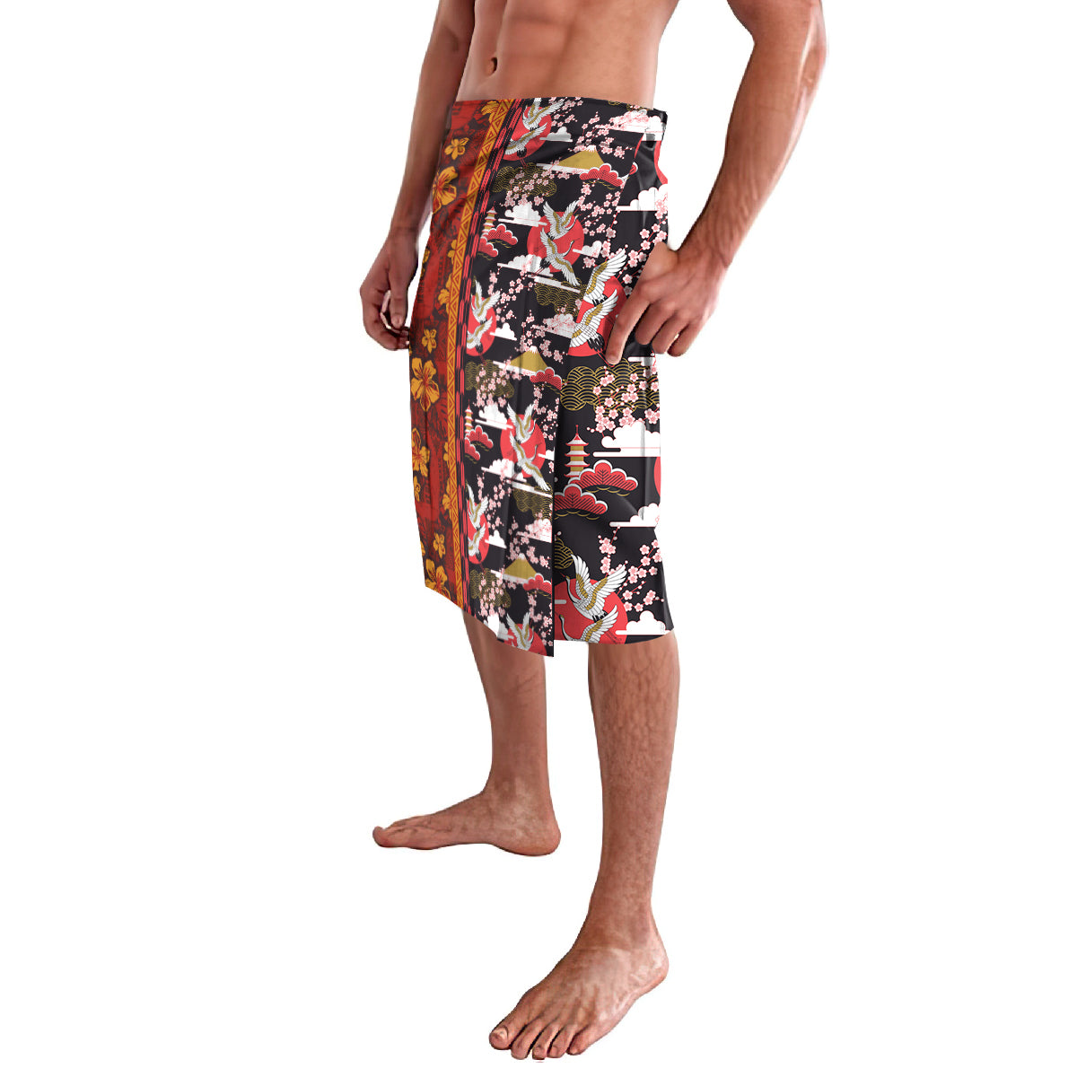 Japanese Culture Hawaii Style Lavalava Hawaiian Tribal and Japanese Pattern Together Culture LT03 - Polynesian Pride