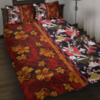 Japanese Culture Hawaii Style Quilt Bed Set Hawaiian Tribal and Japanese Pattern Together Culture LT03 Red - Polynesian Pride