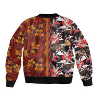 Japanese Culture Hawaii Style Sleeve Zip Bomber Jacket Hawaiian Tribal and Japanese Pattern Together Culture LT03 - Polynesian Pride