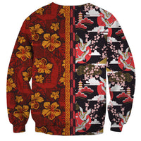 Japanese Culture Hawaii Style Sweatshirt Hawaiian Tribal and Japanese Pattern Together Culture LT03 - Polynesian Pride