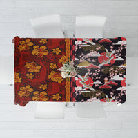 Japanese Culture Hawaii Style Tablecloth Hawaiian Tribal and Japanese Pattern Together Culture LT03 Red - Polynesian Pride