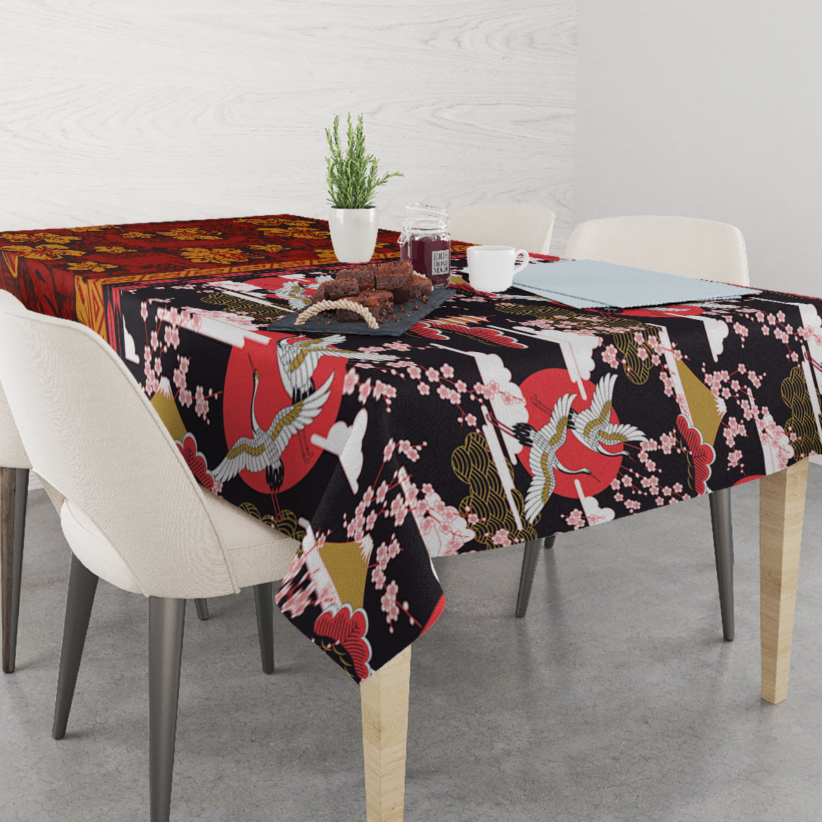 Japanese Culture Hawaii Style Tablecloth Hawaiian Tribal and Japanese Pattern Together Culture LT03 - Polynesian Pride