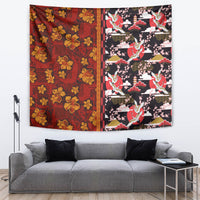 Japanese Culture Hawaii Style Tapestry Hawaiian Tribal and Japanese Pattern Together Culture LT03 Red - Polynesian Pride