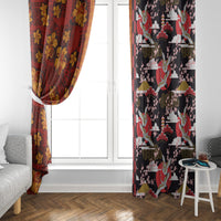 Japanese Culture Hawaii Style Window Curtain Hawaiian Tribal and Japanese Pattern Together Culture LT03 - Polynesian Pride