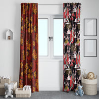 Japanese Culture Hawaii Style Window Curtain Hawaiian Tribal and Japanese Pattern Together Culture LT03 - Polynesian Pride