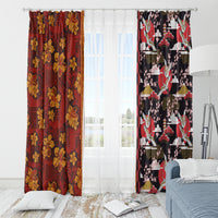 Japanese Culture Hawaii Style Window Curtain Hawaiian Tribal and Japanese Pattern Together Culture LT03 - Polynesian Pride