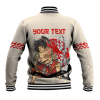 Personalised Japanese Culture Hawaii Style Baseball Jacket Japanese Samurai with Hawaiian Pattern LT03 - Polynesian Pride