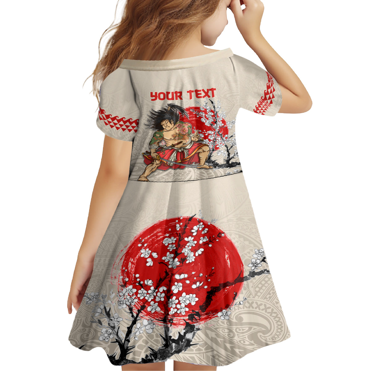 Personalised Japanese Culture Hawaii Style Family Matching Off Shoulder Maxi Dress and Hawaiian Shirt Japanese Samurai with Hawaiian Pattern LT03 - Polynesian Pride