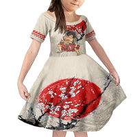 Personalised Japanese Culture Hawaii Style Family Matching Tank Maxi Dress and Hawaiian Shirt Japanese Samurai with Hawaiian Pattern LT03 Daughter's Dress Beige - Polynesian Pride