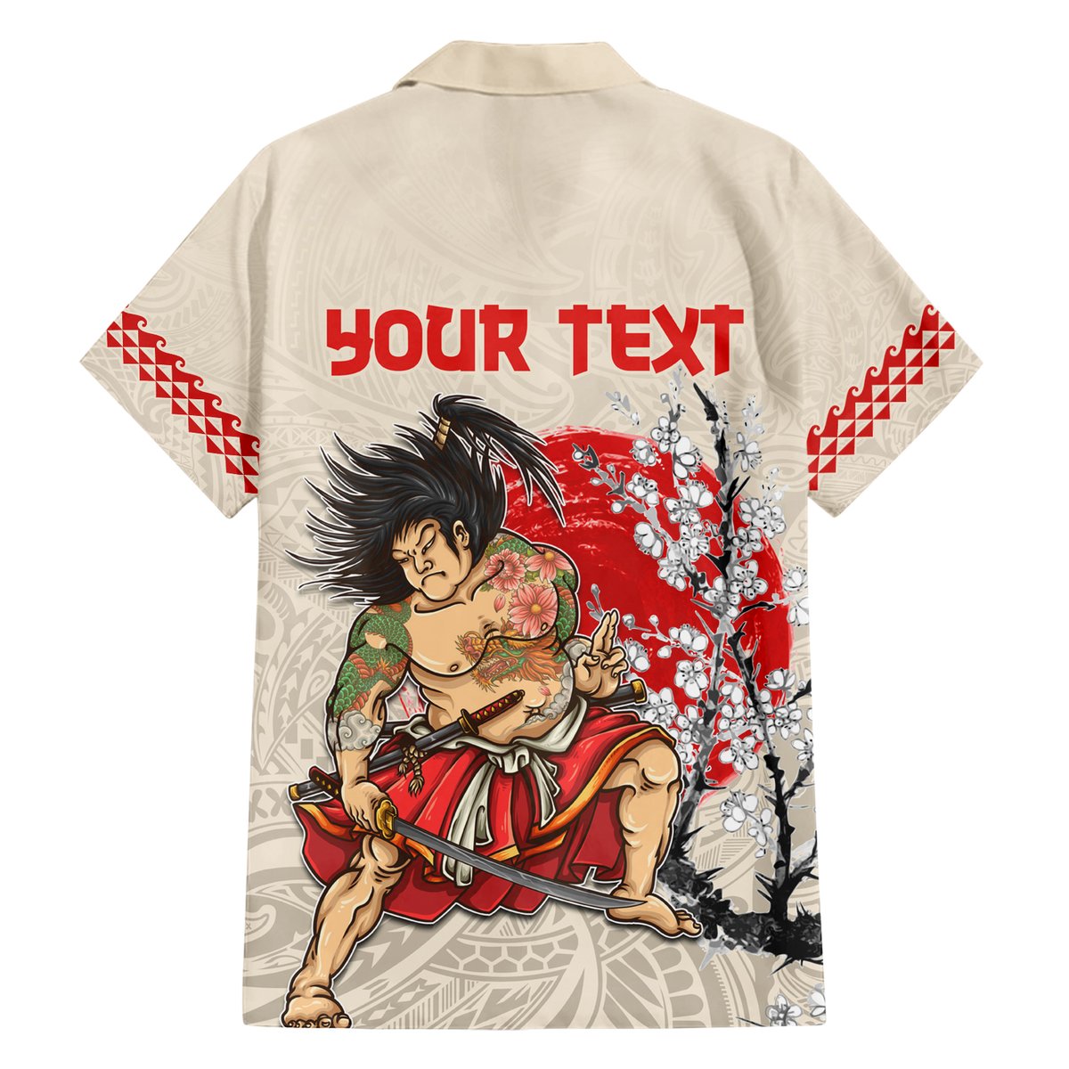 Personalised Japanese Culture Hawaii Style Hawaiian Shirt Japanese Samurai with Hawaiian Pattern LT03 - Polynesian Pride