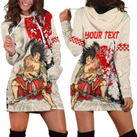 Personalised Japanese Culture Hawaii Style Hoodie Dress Japanese Samurai with Hawaiian Pattern LT03 - Polynesian Pride