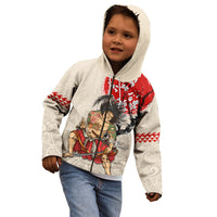 Personalised Pan-Pacific Festival Kid Hoodie Japanese Samurai with Hawaiian Pattern