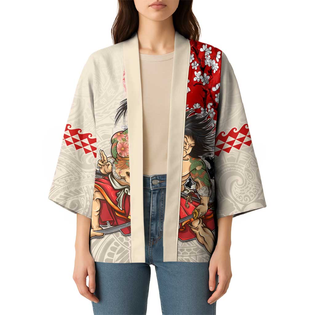 Personalised Japanese Culture Hawaii Style Kimono Japanese Samurai with Hawaiian Pattern - Polynesian Pride