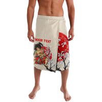 Personalised Japanese Culture Hawaii Style Lavalava Japanese Samurai with Hawaiian Pattern LT03 Beige - Polynesian Pride