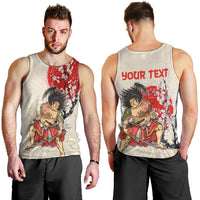 Personalised Japanese Culture Hawaii Style Men Tank Top Japanese Samurai with Hawaiian Pattern LT03 - Polynesian Pride