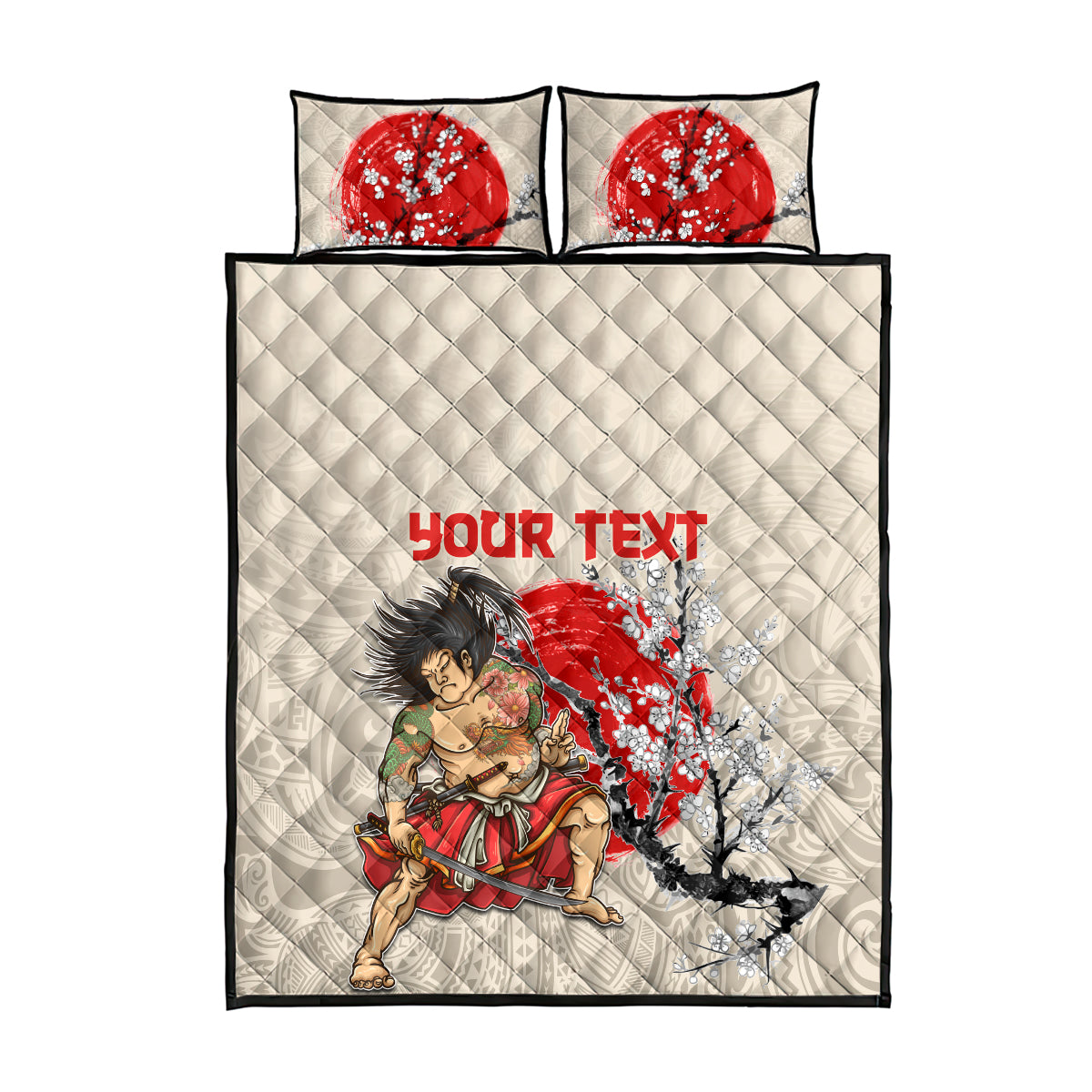 Personalised Japanese Culture Hawaii Style Quilt Bed Set Japanese Samurai with Hawaiian Pattern LT03 - Polynesian Pride