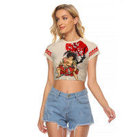 Personalised Pan-Pacific Festival Raglan Cropped T Shirt Japanese Samurai with Hawaiian Pattern
