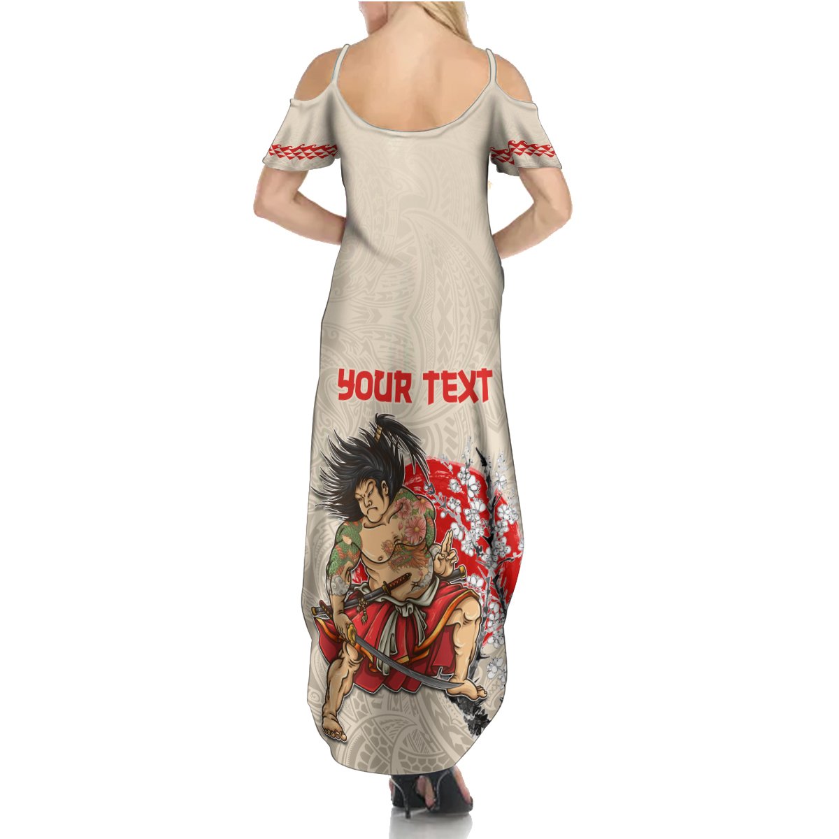 Personalised Japanese Culture Hawaii Style Summer Maxi Dress Japanese Samurai with Hawaiian Pattern LT03 - Polynesian Pride