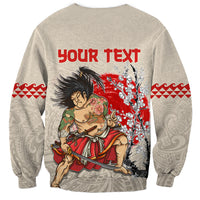 Personalised Japanese Culture Hawaii Style Sweatshirt Japanese Samurai with Hawaiian Pattern LT03 - Polynesian Pride