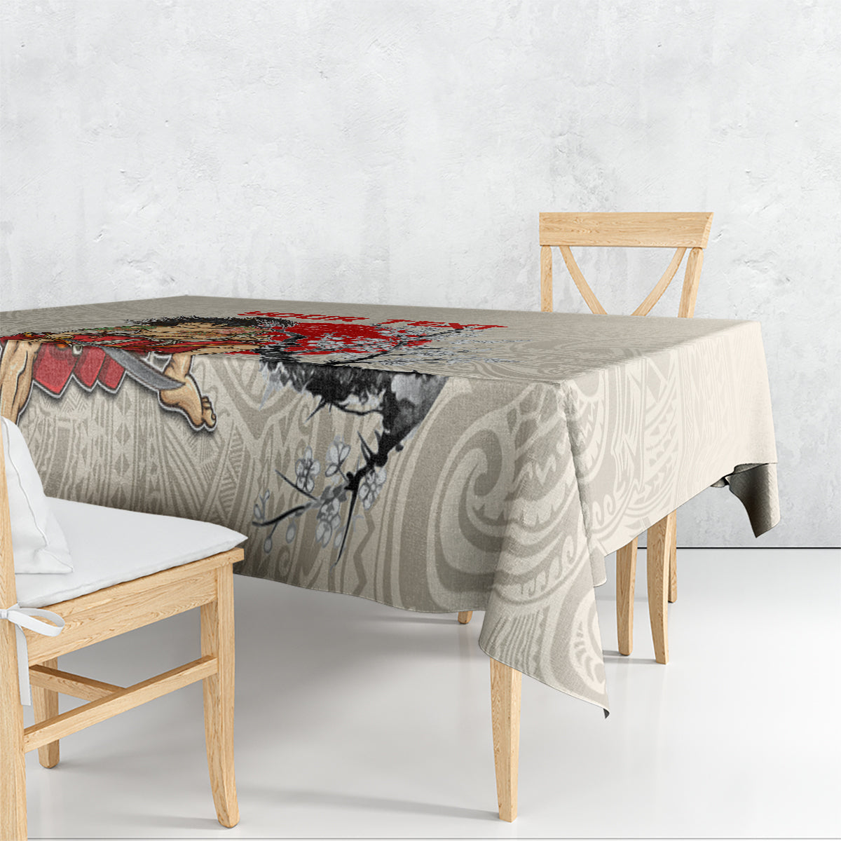 Personalised Japanese Culture Hawaii Style Tablecloth Japanese Samurai with Hawaiian Pattern LT03 - Polynesian Pride