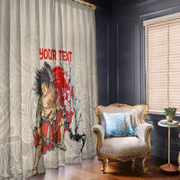 Personalised Japanese Culture Hawaii Style Window Curtain Japanese Samurai with Hawaiian Pattern LT03 - Polynesian Pride