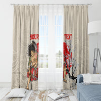 Personalised Japanese Culture Hawaii Style Window Curtain Japanese Samurai with Hawaiian Pattern LT03 - Polynesian Pride