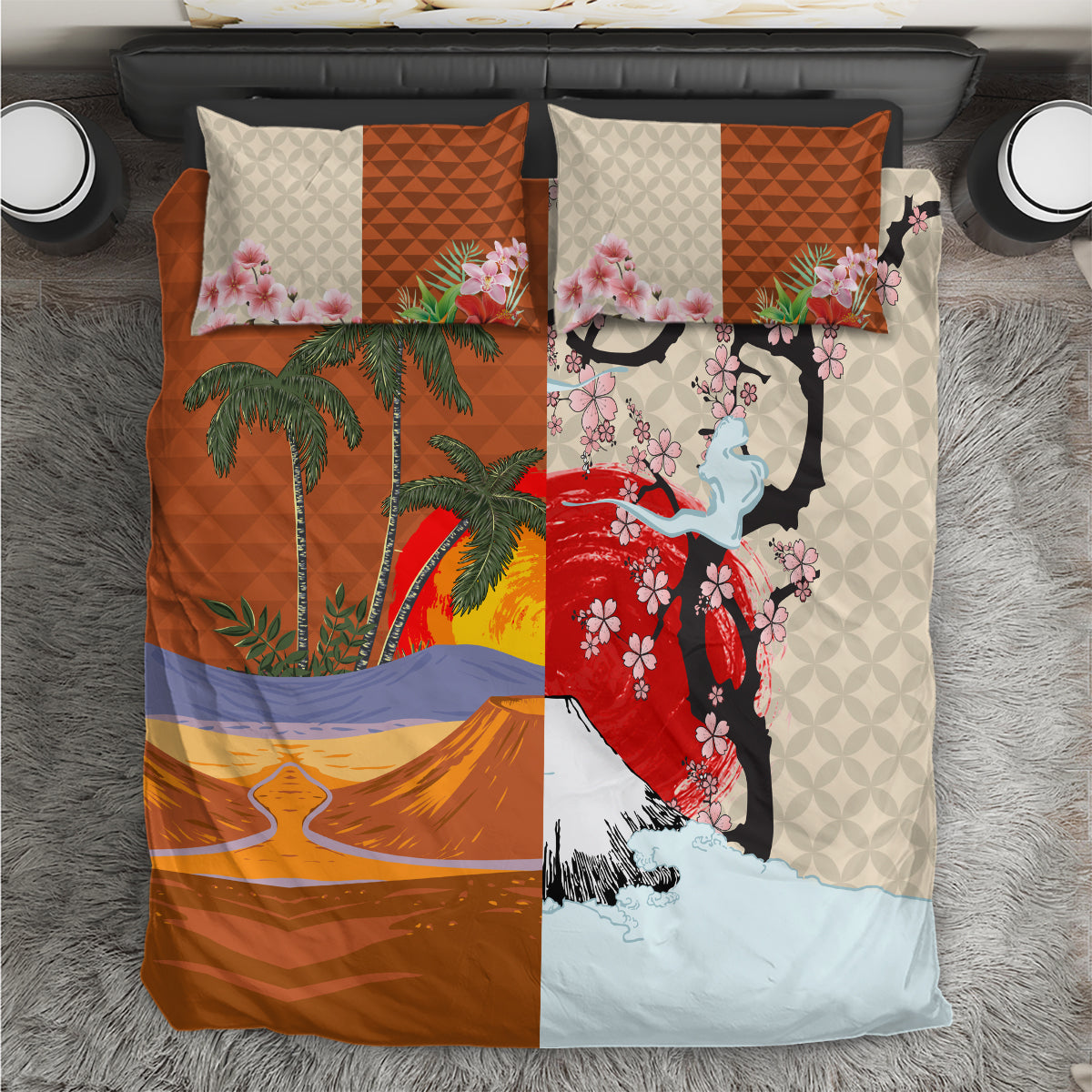 Pan-Pacific Festival Bedding Set Mauna Kea and Fuji Mountains