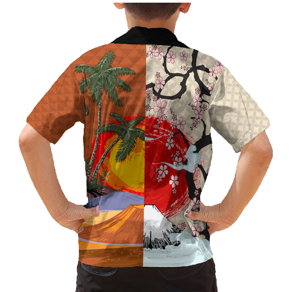 Pan-Pacific Festival Family Matching Mermaid Dress and Hawaiian Shirt Mauna Kea and Fuji Mountains