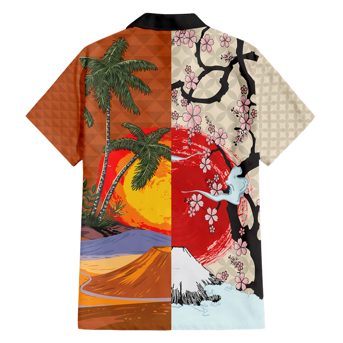 Japanese Culture Hawaii Style Family Matching Summer Maxi Dress and Hawaiian Shirt Mauna Kea and Fuji Mountains LT03 - Polynesian Pride