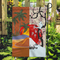 Japanese Culture Hawaii Style Garden Flag Mauna Kea and Fuji Mountains LT03 Garden Flag Brown - Polynesian Pride