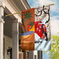 Japanese Culture Hawaii Style Garden Flag Mauna Kea and Fuji Mountains LT03 House Flag Brown - Polynesian Pride