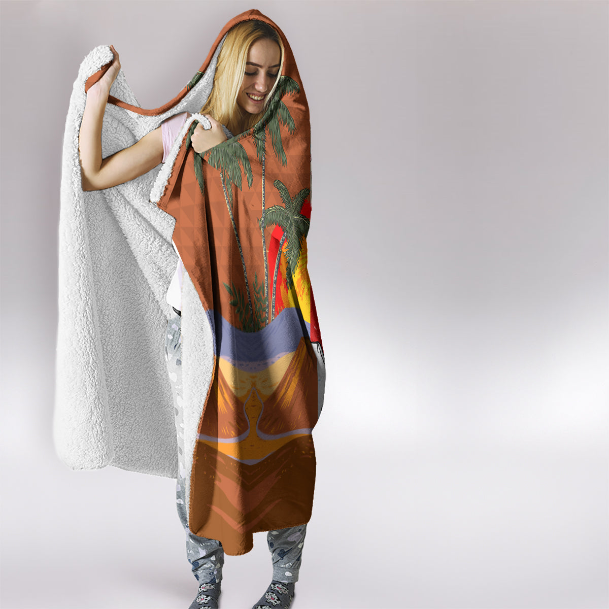 Japanese Culture Hawaii Style Hooded Blanket Mauna Kea and Fuji Mountains LT03 - Polynesian Pride