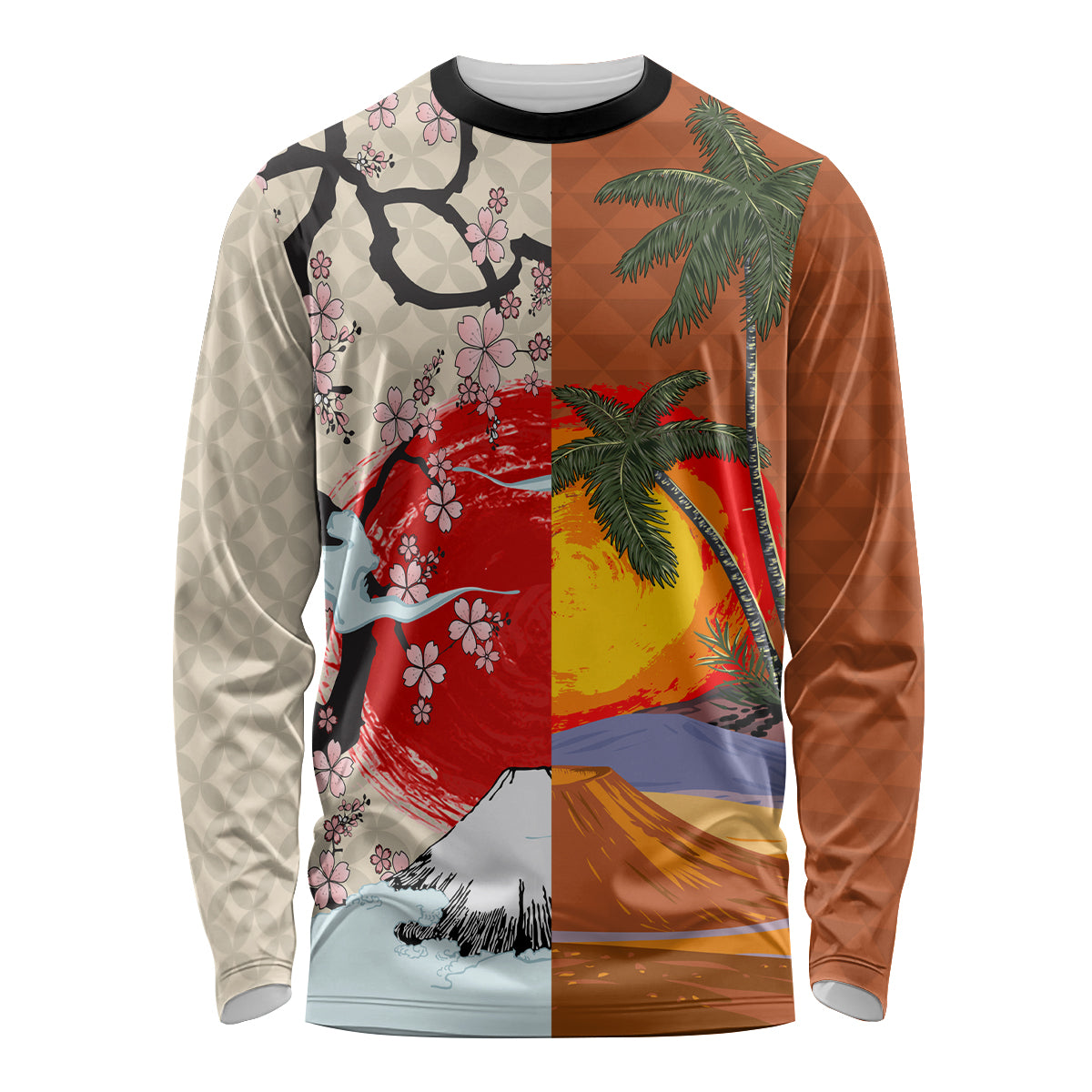 Pan-Pacific Festival Long Sleeve Shirt Mauna Kea and Fuji Mountains