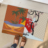Japanese Culture Hawaii Style Rubber Doormat Mauna Kea and Fuji Mountains LT03 - Polynesian Pride