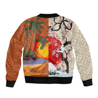 Japanese Culture Hawaii Style Sleeve Zip Bomber Jacket Mauna Kea and Fuji Mountains LT03 - Polynesian Pride